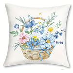housse coussin polyester floral printemps bleu blanc vert lit salon voiture