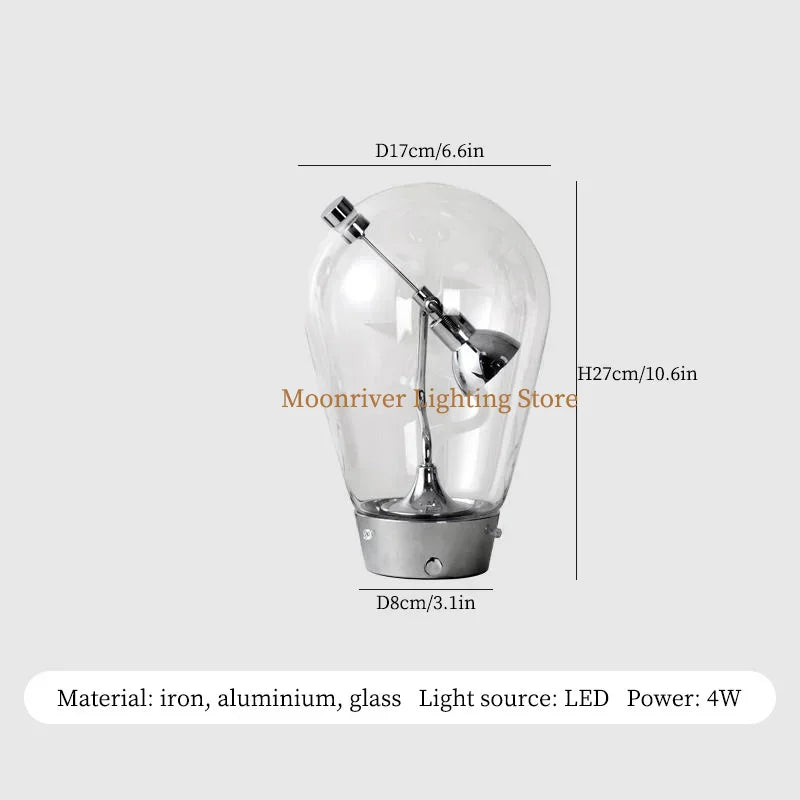 lampe poser transparente moderne interrupteur tactile câble électrique argenté étude chambre coucherDecorationMaison