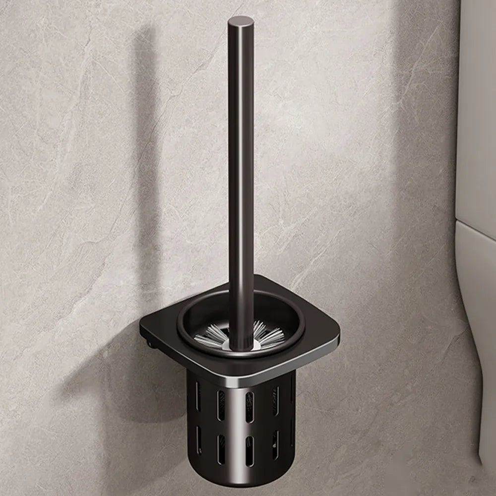 porte brosse wc moderne adhésif blanc gris rond piqueté salle bain