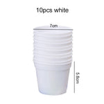 pots fleurs plastique rouge vert jaune bleu blanc noir modernes assiettes base