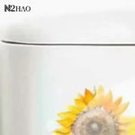 sticker mural décoration toilette fleurs tournesols papillons moderne pvc multicolore illustration réaliste