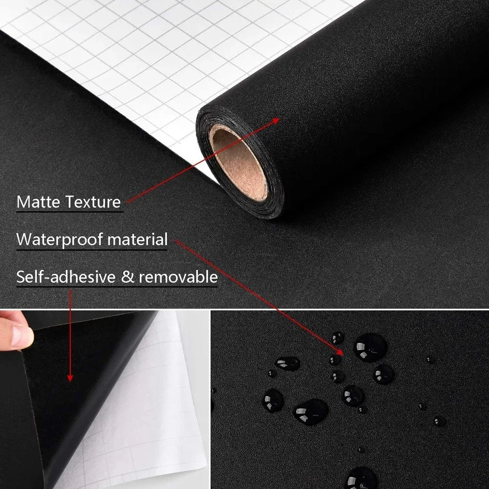 papier peint auto adhésif vinyle noir moderne sans collage nécessaire décoration maison durable mat