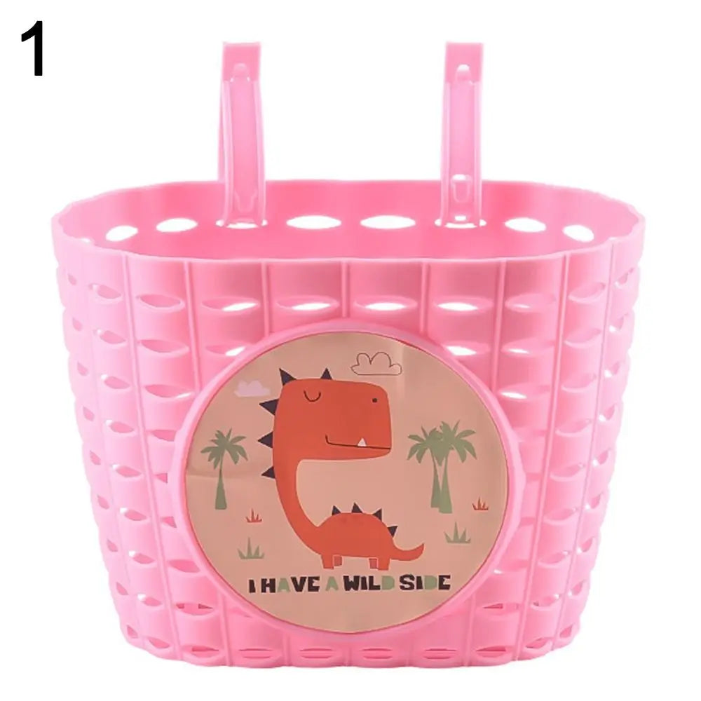 panier vélo enfant cartoon stickers motifs animaux bleu clair orange noir rose clips