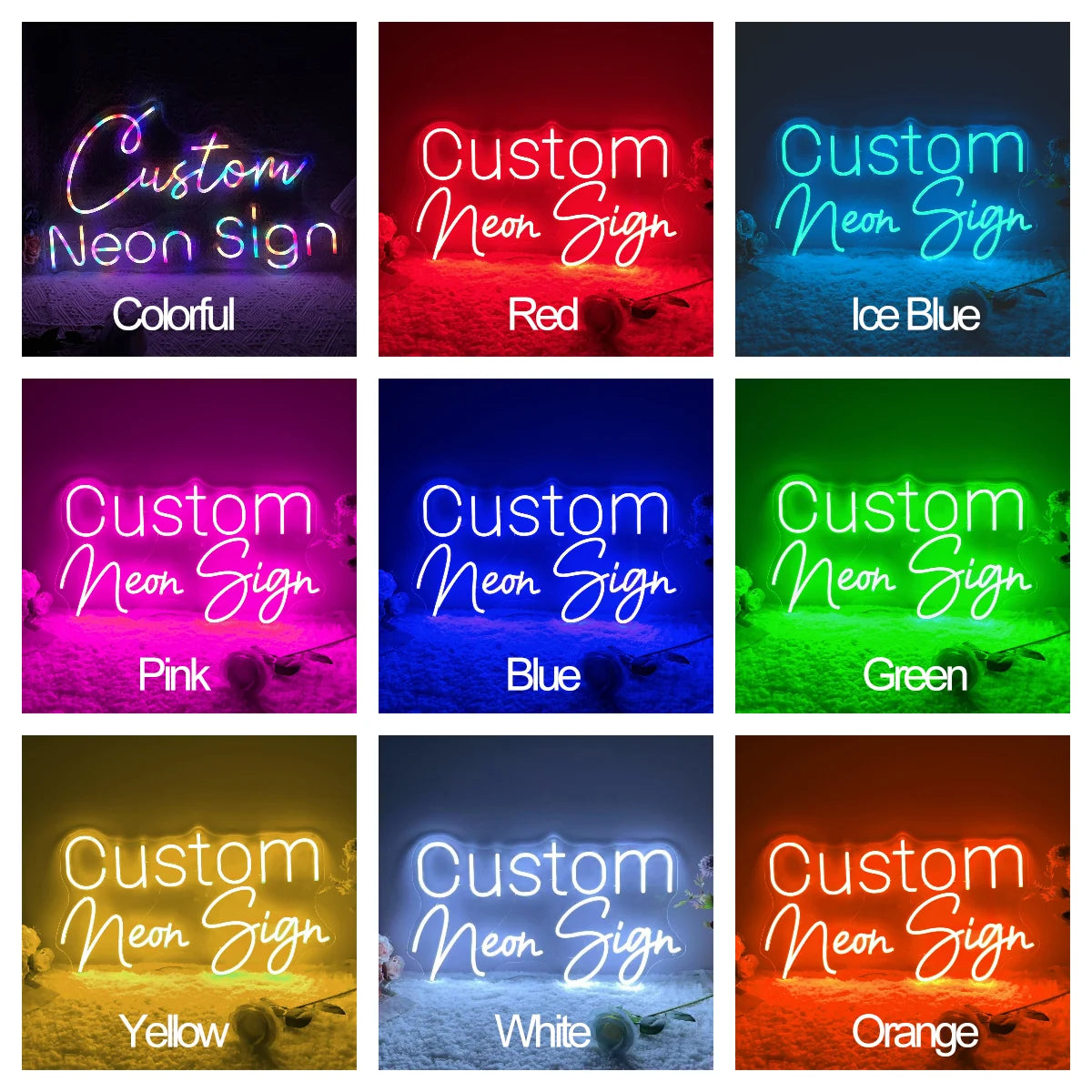 Enseigne néon LED personnalisée avec texte lumineux en couleur rose