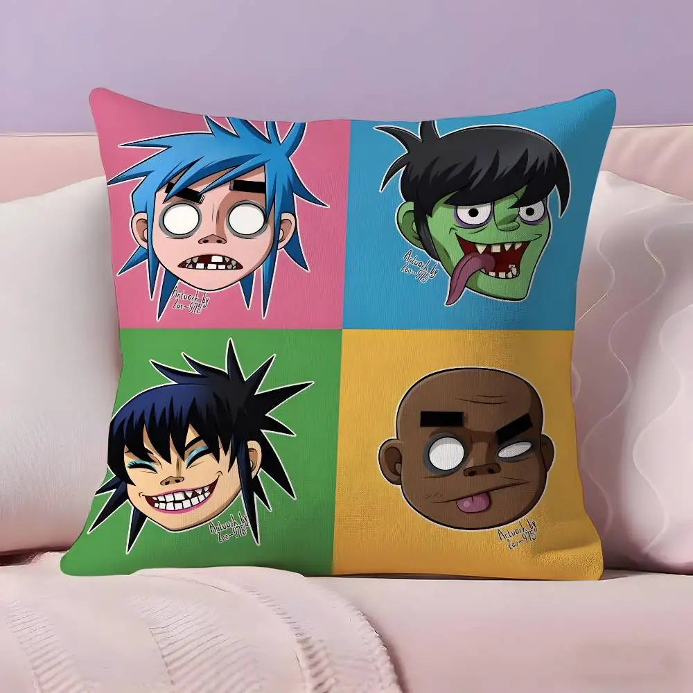 taies d'oreiller dessin animé gorillaz multicolore ultra douces polyester modernes maison hospitalière confortables motifs
