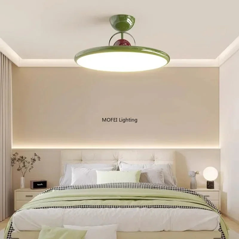 lampe moderne ronde acrylique vert blanc rouge 50h24cm led