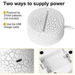 lampe chevet led blanc texture craquelée moderne base acrylique câble usb piles aaa non