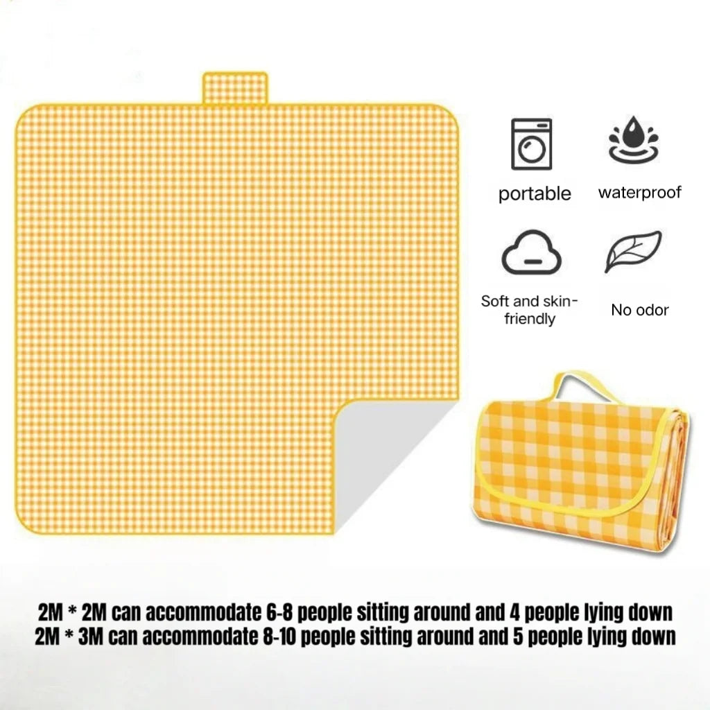 serviette pique nique orange carreaux moderne poignée amovible pochette intégrée velcro 100x150cm 200x200cm 200x300cmextérieur