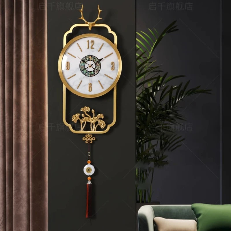 horloge murale or motif arbre moderne blanche chaîne dorée salle couloir décoINCT: titre généré
