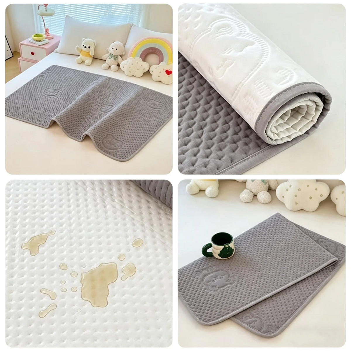 tapis jeu bébé gris souris imprimée texture points moderne doux polyester adultes