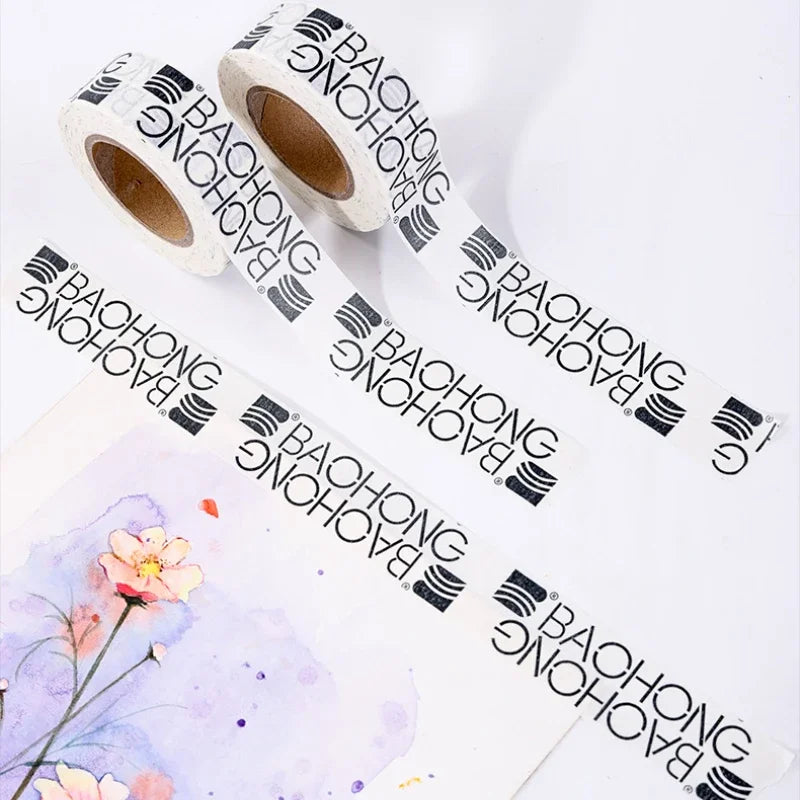 ruban adhésif blanc noir imprimé baohong logo moderne minimaliste 10mètres 25mm