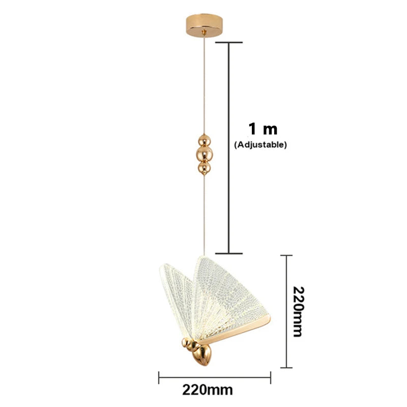 lampe suspendue moderne or blanc papillon filigrane chambre salon