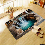 tapis moderne effet cascade naturel antidérapant polyester bleu gris beige salon chambre