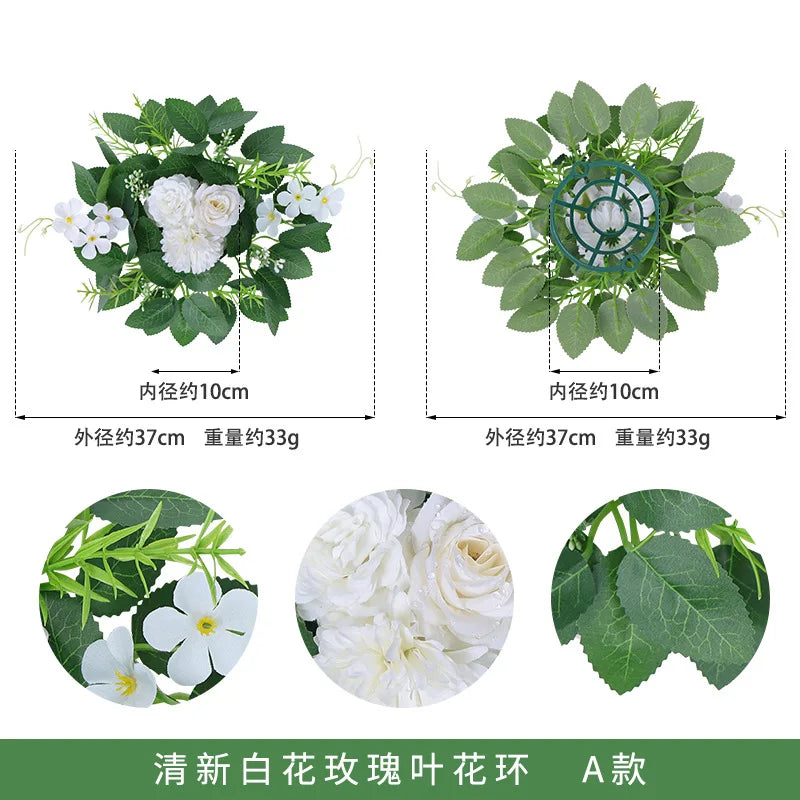 guirlandes florales artificielles couronne mariage décoration intérieure roses chrysanthèmes verte rouge