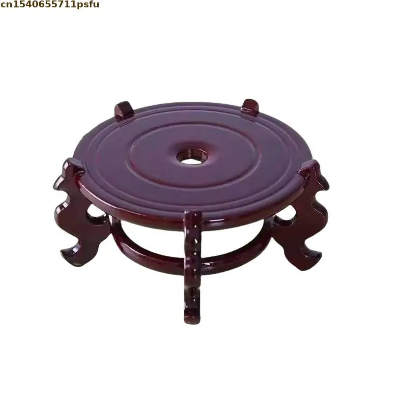 Support plante bois sculpté classique marron foncé pot décoration maison stand