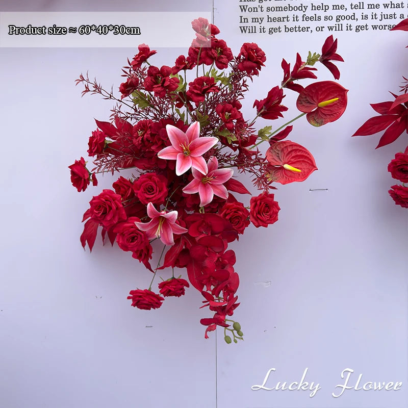 décoration extérieure mariage anniversaire fleurs artificielles roses lys naturelles élégantes composition florale