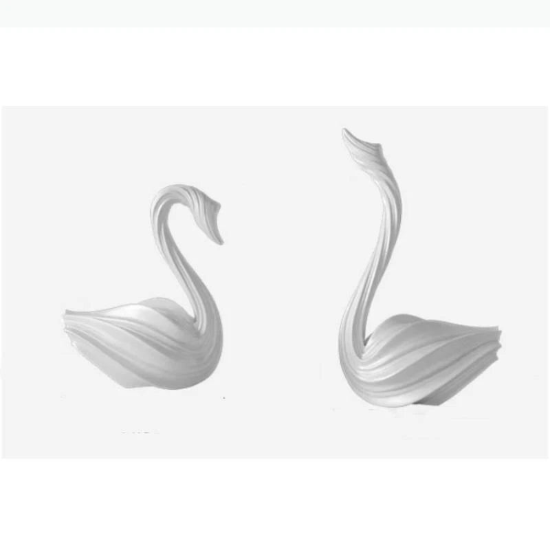 décoration intérieure statuette cygne noir blanc moderne élégante vase fleuri minimaliste
