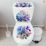 cache wc adhésif floral fleurs papillons blanc vert bleu rose violet mignon 30cmx59cm