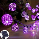 guirlande lumineuse solaire 5m 20leds violet géométrique moderne extérieur nocturne halloween noël mariage