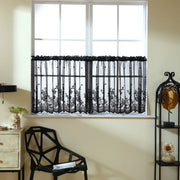 rideau valance dentelle noir motif floral transparent classique cuisine salle bain 100x60cm
