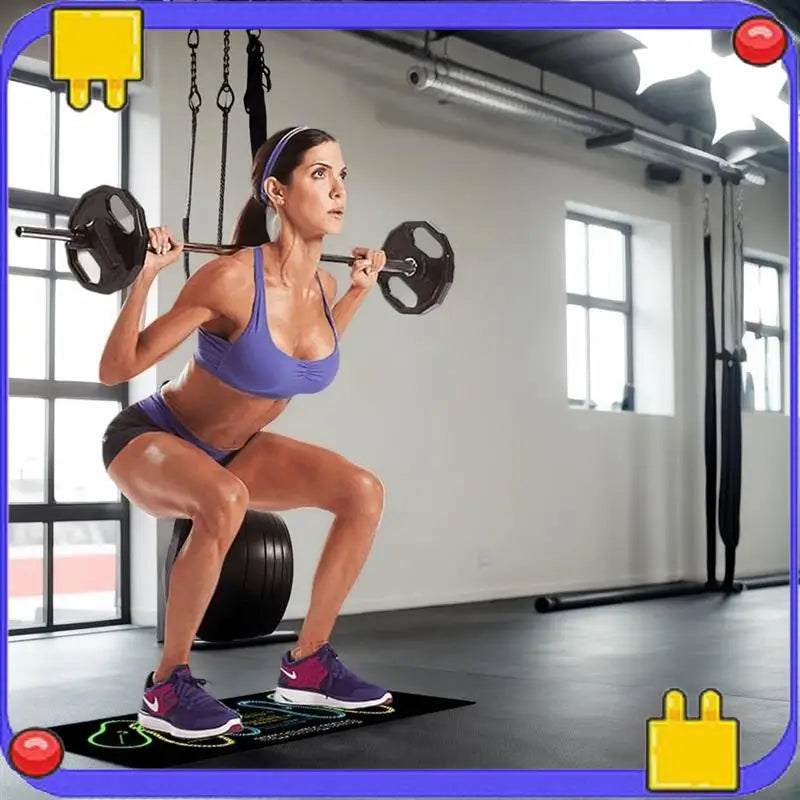 tapis d'entraînement fitness multicolore antidérapant squats marquages musculaires usage maison sport