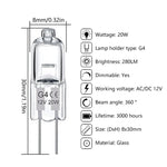 ampoules halogènes transparentes 12V 220V G4 G5.3 G9 filament classique 20W 25W 35W 40W
