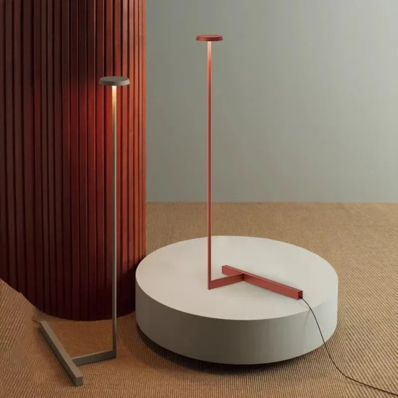 lampe pied moderne minimaliste gris rouge noir épurée LED salon chambre(toucher interrupteur)