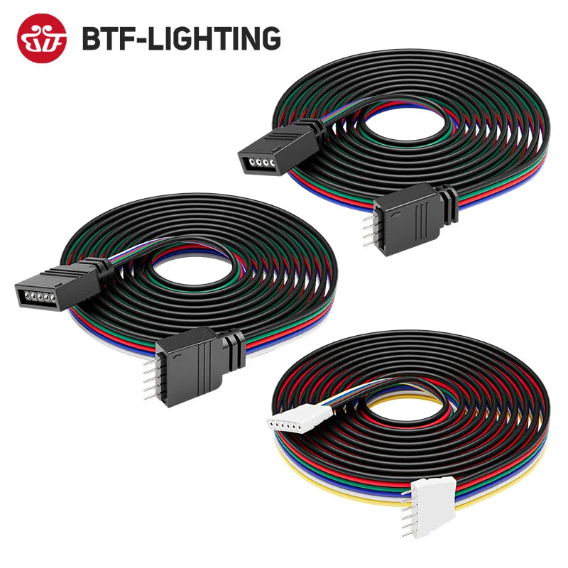 câbles led connecteurs mâle femelle 4pin 5pin 6pin 5pcs 100cm 200cm 50cm clips modernes