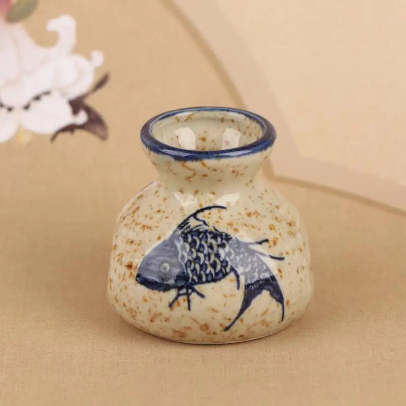 vases céramique artisanal poissons fleurs blanc bleu rouge vert