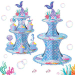 supports cupcakes sirène bleu rose anniversaire thème poisson corail festive