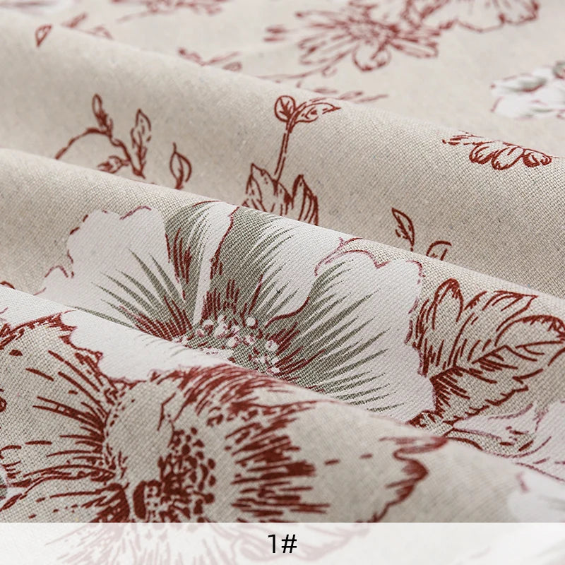 tissu imprimé fleurs feuilles beige bleu rouge résistance abrasion classique vintage 180x150cm 45x150cm 90x150cm