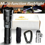 lampe poche noire rechargeable led étanche camping torche réglable mode haut basécran digital included