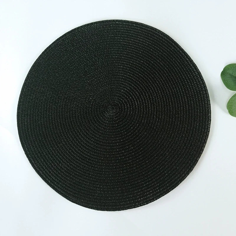 tapis table rond tissé turquois respectueux environnement moderne 15 pouces assiettes verres