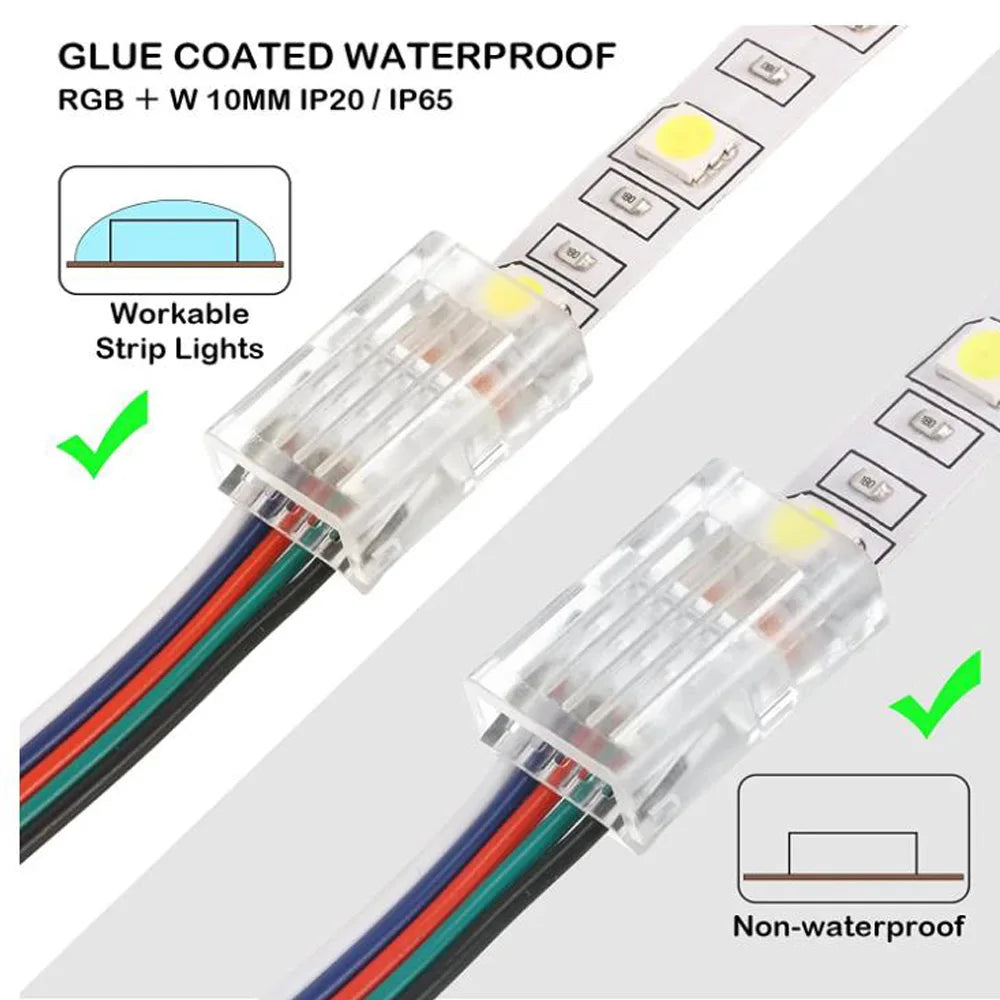 connecteur ruban led transparent 12v 24v ip65 broches clips fixation