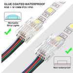 connecteur ruban led transparent 12v 24v ip65 broches clips fixation