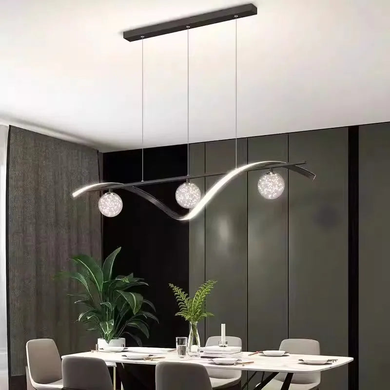 suspension lumineuse moderne or noir blanc sphères translucides élégant led chambre salon
