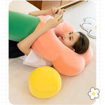 coussin fleur plush orange jaune vert rose blanc moderne long doux décoration salon chambre