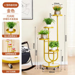 étagère plantes moderne métal noir jaune roulettes intérieur extérieur décoration jardin mid century
