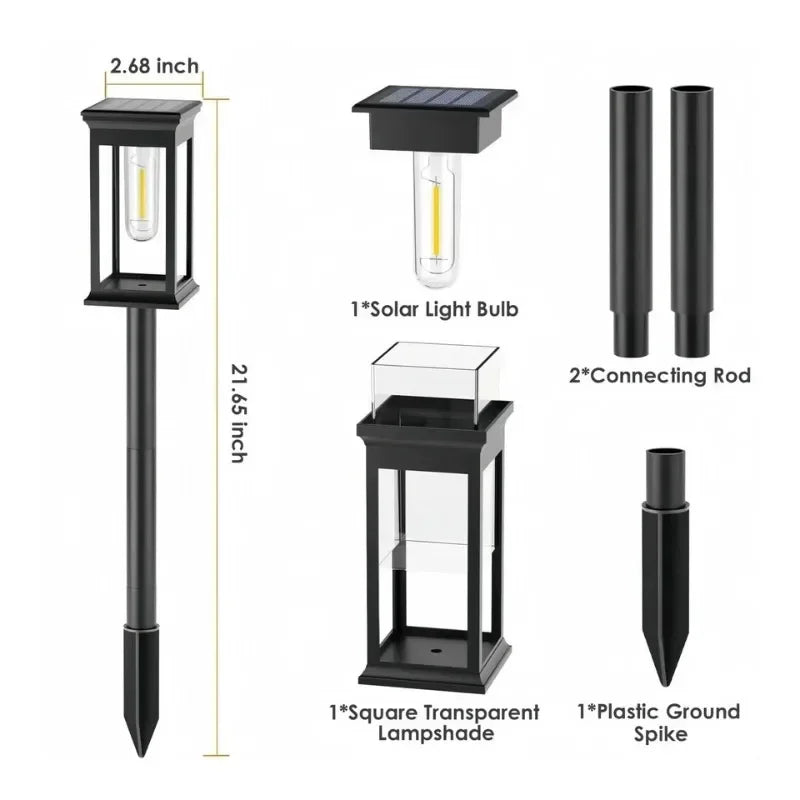 lumière solaire moderne transparente extérieur autoinstallation piquet led noir jardin pelouse 21 pouces