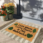 tapis d'entrée marron feuilles vertes antidérapant résistant antibactéries moderne extérieur sol porte
