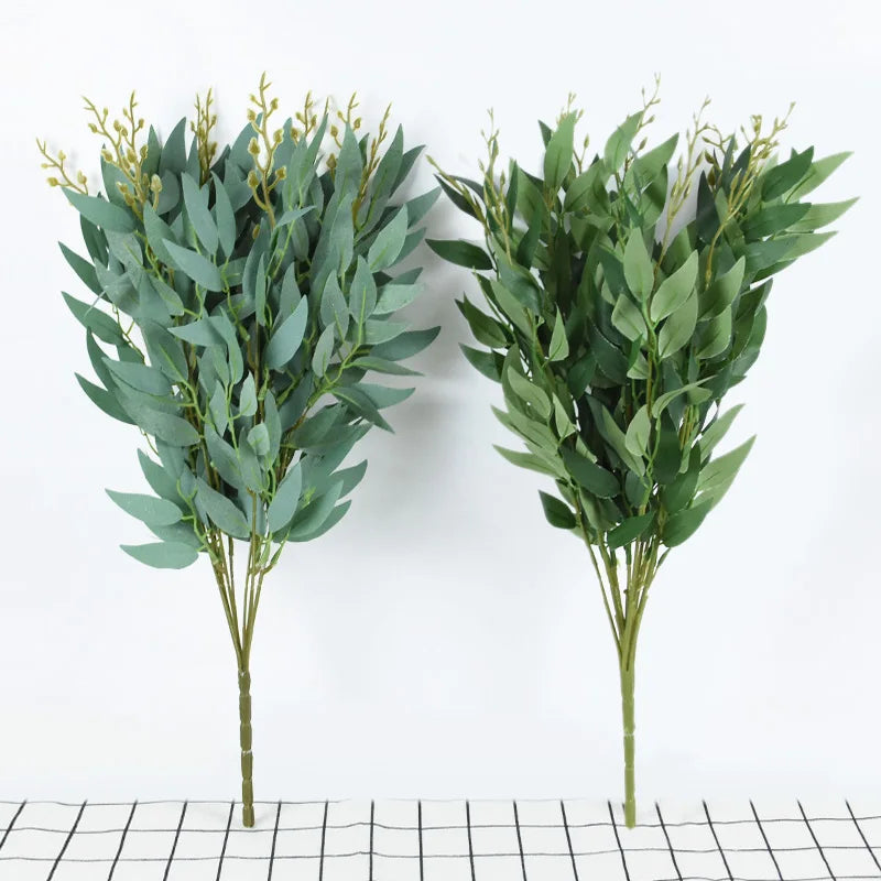 bouquet artificiel feuilles vertes fleurs jaunes décoration intérieure extérieure naturelle minimaliste