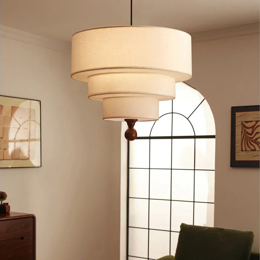 lampe suspendue moderne toile lin vert beige blanc salon chambre fixée chaîne adjustable 45