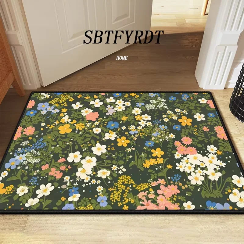 tapis fleurs relief multicolore moderne résistant décoration extérieur salon porte
