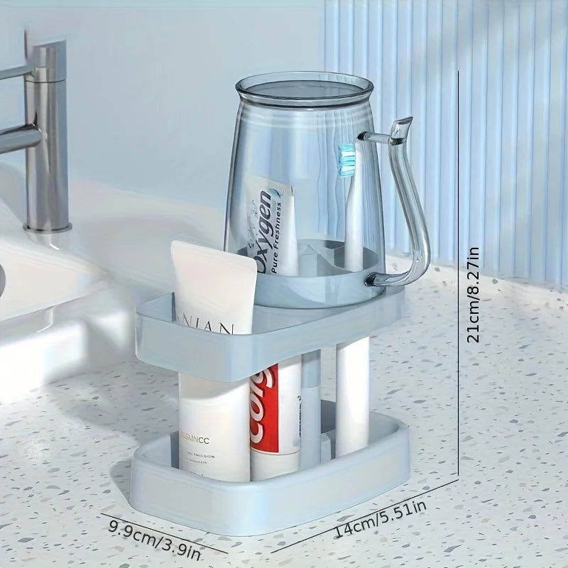 support rangement salle bain blanc moderne pratique adhésif flacon crème brosse dents gel dentaire