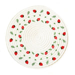 tapis table boho blanc motifs fraises feuilles fleurs colorées 12cm 18cm 24cm 30cm