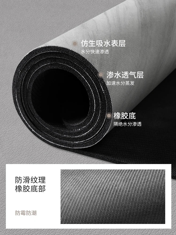 tapis cuisine absorbant diatomite marbre gris vert séchage vaisselle évacuation eau