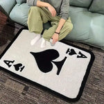 tapis peluche noir motif cartes jouer antidérapant facile nettoyer moderne intérieur extérieur chambre salon