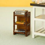 miniature bibliothèque bois étagères sculptées livres miniatures classique pièce maison poupée