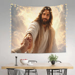 décoration murale religieuse portrait jésus christ tapisserie polyester classique chambre salon
