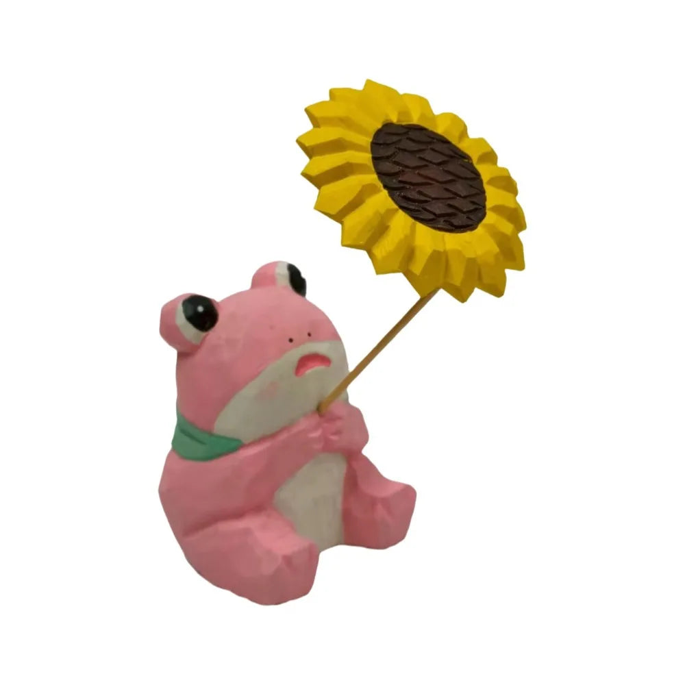 figurines animaux bois marron noir blanc rose vert bleu sourire yeux bandes cartoon